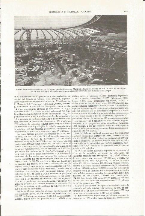 LAMINA ESPASA 36074: Construccion del estadio olimpico de Montreal