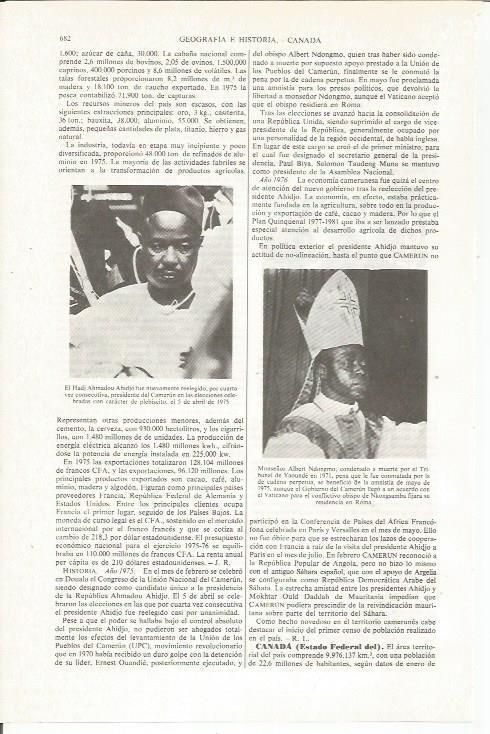 LAMINA ESPASA 36073: El Hadj Ahmadou Ahidjo, presidente de Camerun