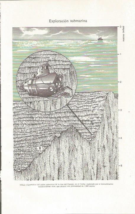 LAMINA ESPASA 36038: Dibujo del cañon subterraneo de la fosa del Caiman, Caribe