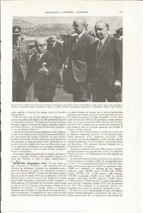 LAMINA ESPASA 36070: El presidente de Bulgaria a su llegada a Atenas en 1976