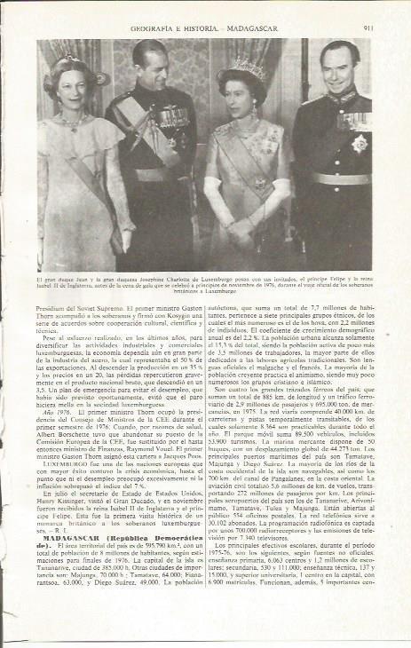 LAMINA ESPASA 36135: Los Duques de Luxemburgo e Isabel II