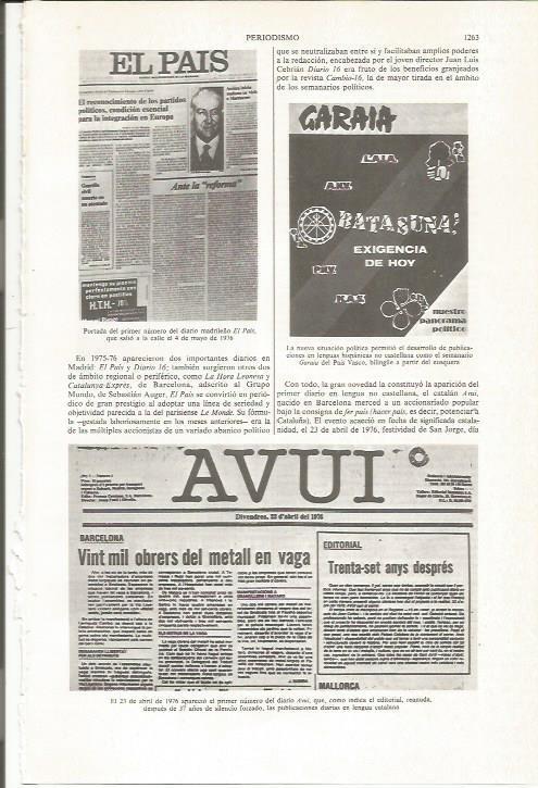LAMINA ESPASA 36204: Primera portada de El Pais y del Avui