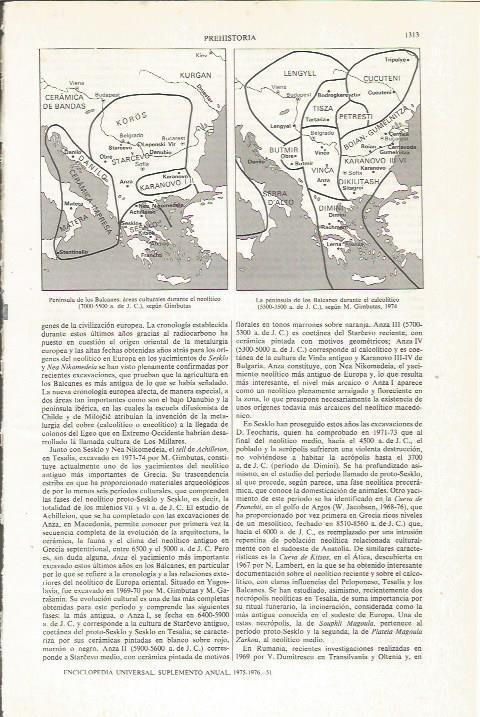 LAMINA ESPASA 36222: Mapa del Neolitico y Calcolitico en los Balcanes
