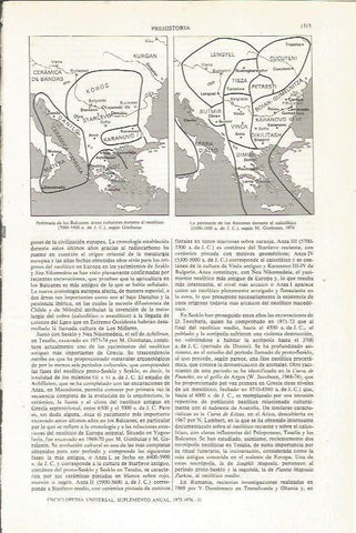 LAMINA ESPASA 36222: Mapa del Neolitico y Calcolitico en los Balcanes