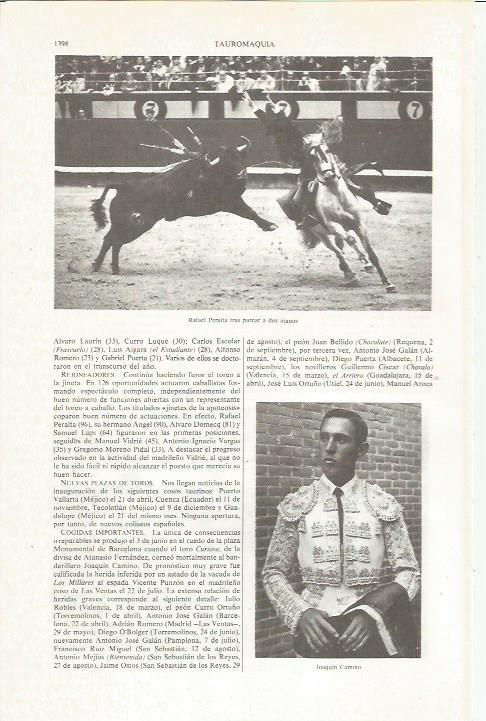 LAMINA ESPASA 36234: El rejoneador Rafael Peralta y el torero Joaquin Camino