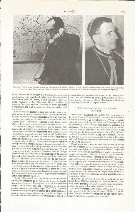 LAMINA ESPASA 36228: Monseñor Jose Guerra Campos y el obispo Alberto Iniesta Jimenez