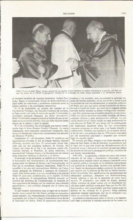 LAMINA ESPASA 36226: Pablo VI con el padre Arrupe, general de los jesuitas