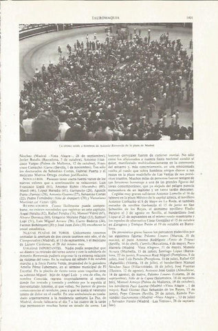 LAMINA ESPASA 36236: Funeral de Antonio Bienvenida en la plaza de toros de Madrid