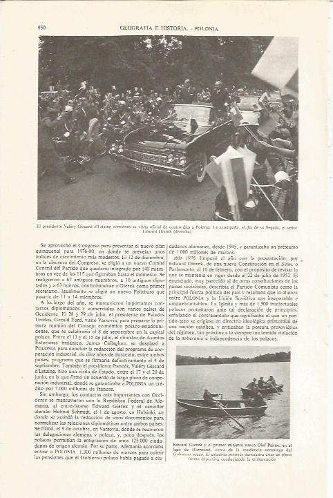 LAMINA ESPASA 36148: El presidente Valery Giscard d'Estaing en visita a Polonia