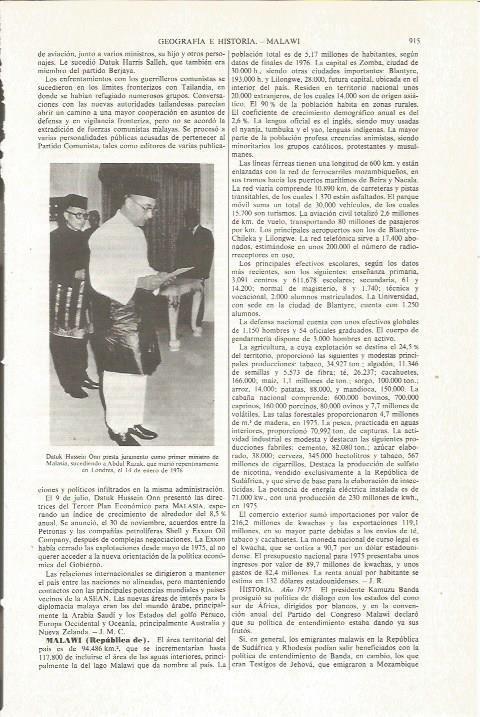 LAMINA ESPASA 36137: El primer ministro de Malasia, Datuk Hussein Onn