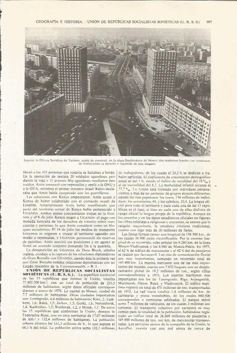 LAMINA ESPASA 36162: Hoteles en Moscu, Rusia