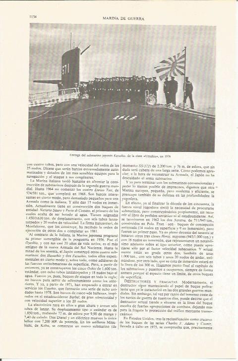 LAMINA ESPASA 36182: Entrega del submarino japones Karoshio