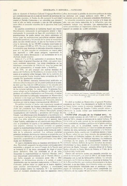 LAMINA ESPASA 36165: El presidente de Uruguay, Aparicio Mendez