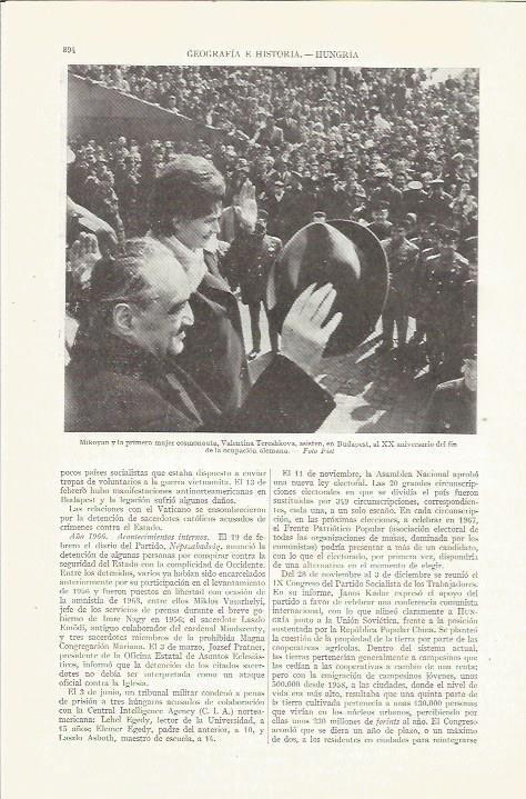 LAMINA ESPASA 35863: Mikoyan y Valentina Tereshkova en Budapest