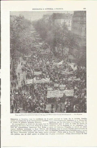LAMINA ESPASA 35851: Manifestacion sindical en Paris el 17 de mayo de 1966