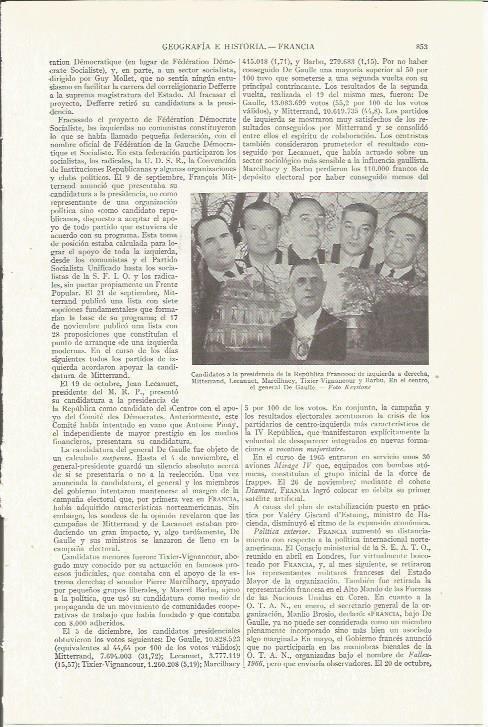 LAMINA ESPASA 35850: Candidatos a la presidencia de Francia en 1966