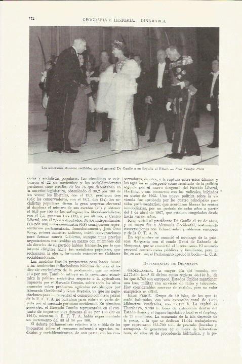 LAMINA ESPASA 35804: Los reyes de Dinamarca y Charles de Gaulle