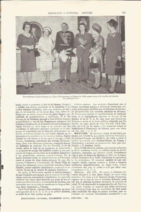LAMINA ESPASA 35795: Los reyes de Dinamarca y de Belgica en 1966