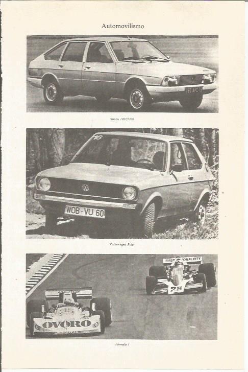LAMINA ESPASA 35987: Simca 1307m Wolkswagen Polo y Formula 1