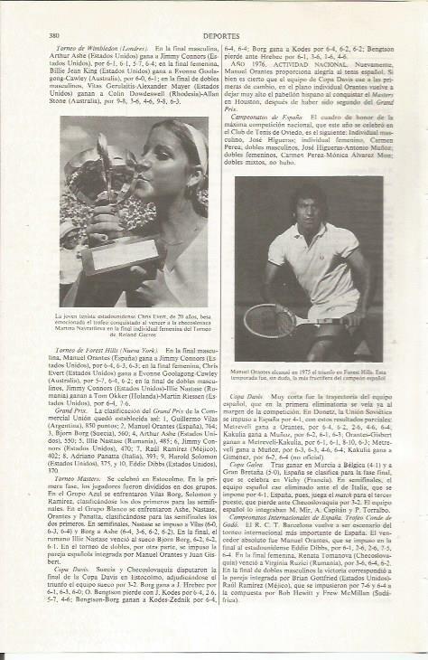 LAMINA ESPASA 36005: Los tenistas Chris Evert y Manuel Orantes
