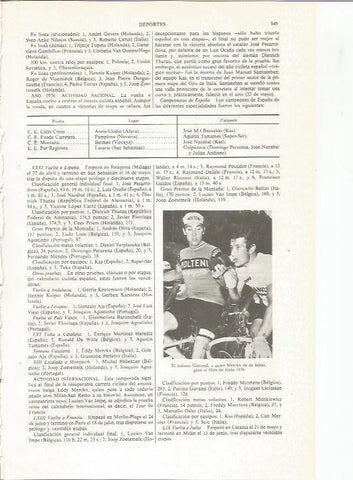 LAMINA ESPASA 35999: Los ciclistas Gimondi y Merckx en el Giro de Italia de 1976