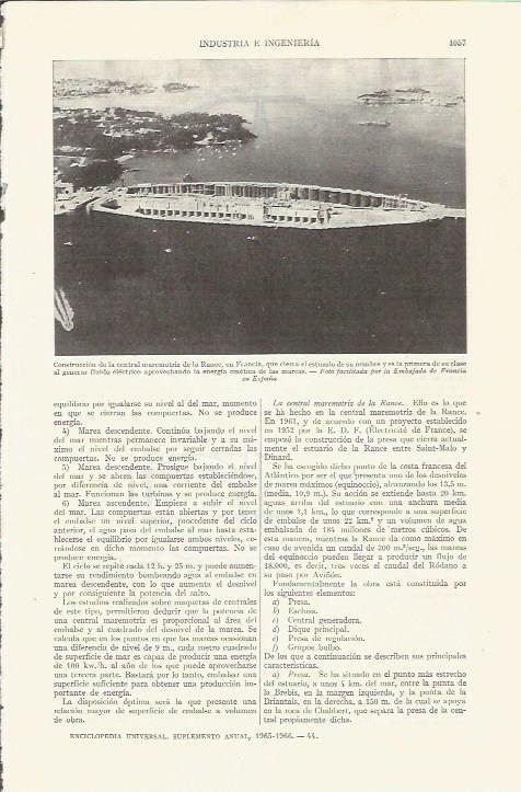 LAMINA ESPASA 35914: Construccion de la central de la Rance, Francia
