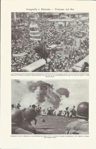 LAMINA ESPASA 35907: Manifestacion contra el gobierno en Saigon, en 1966