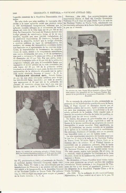 LAMINA ESPASA 35903: Pablo VI en Nueva York en 1965