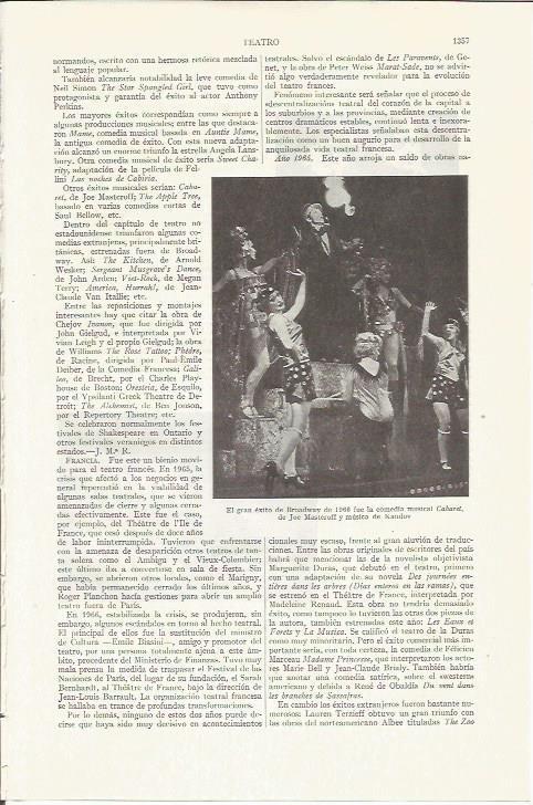 LAMINA ESPASA 35948: Escena del musical Cabaret en 1966