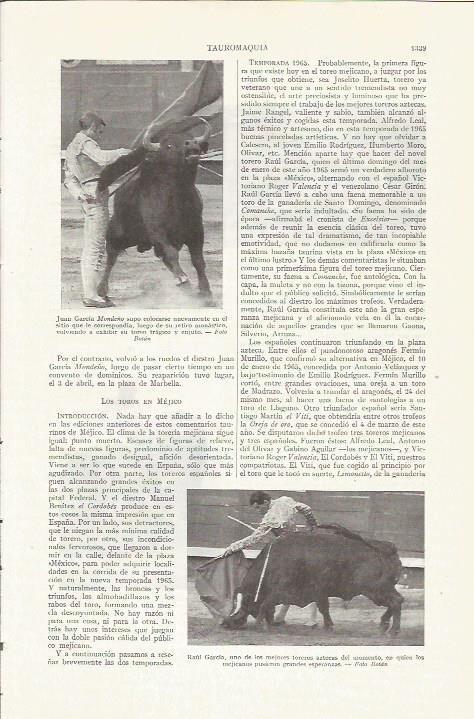 LAMINA ESPASA 35942: Los toreros Raul Garcia y Juan Garcia Mondeño