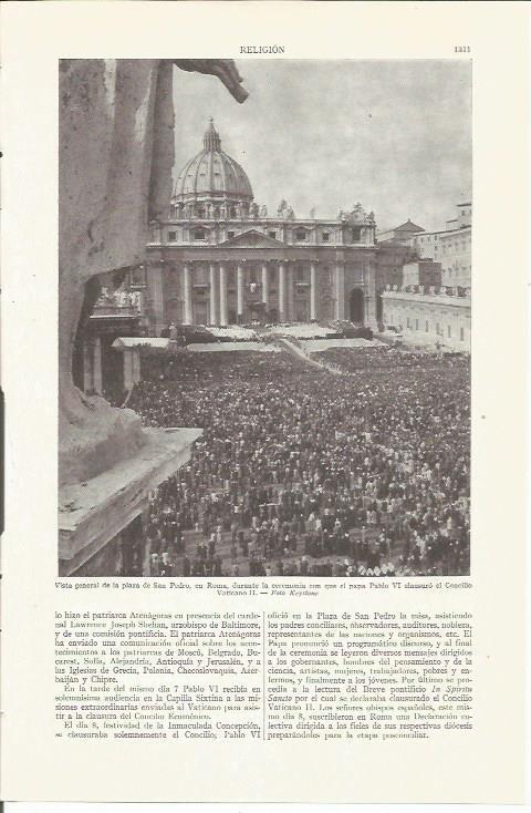LAMINA ESPASA 35938: Clausula del Concilio Vaticano II en Roma