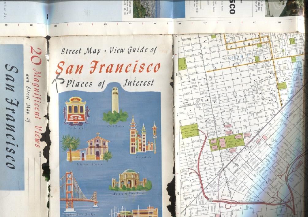 Folleto turistico de San Francisco places of interest (rotos en parte dobleces)