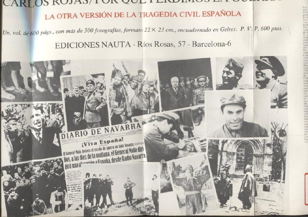 Propaganda editorial de la novela Porque perdimos la guerra de Carlos Rojas