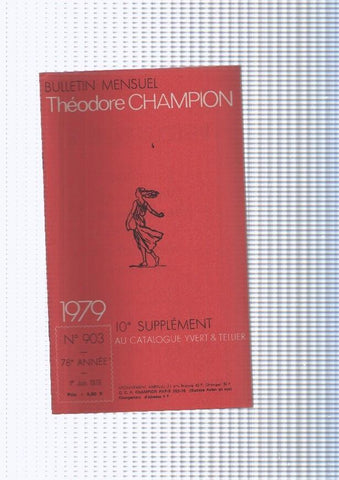 Bulletin Mensuel Theodore Champion numero 903 de 1979