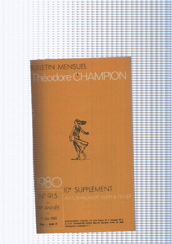 Bulletin Mensuel Theodore Champion numero 915 de 1980