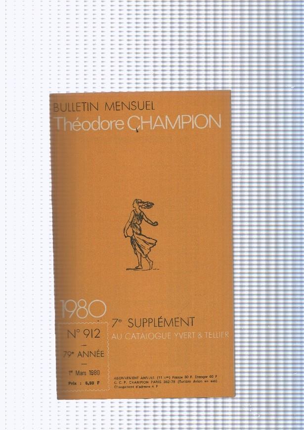 Bulletin Mensuel Theodore Champion numero 912 de 1980