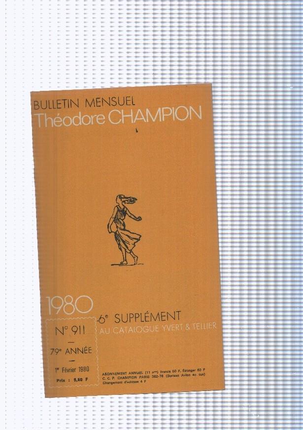 Bulletin Mensuel Theodore Champion numero 911 de 1980