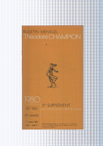 Bulletin Mensuel Theodore Champion numero 910 de 1980