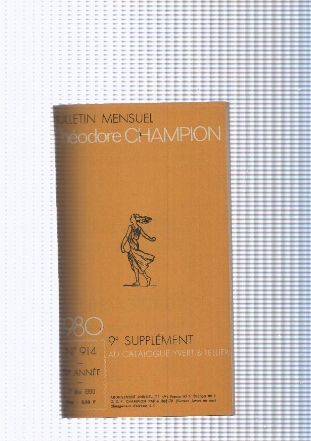 Bulletin Mensuel Theodore Champion numero 914 de 1980