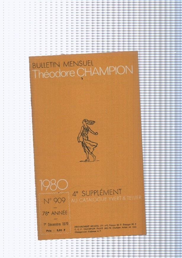 Bulletin Mensuel Theodore Champion numero 909 de 1980