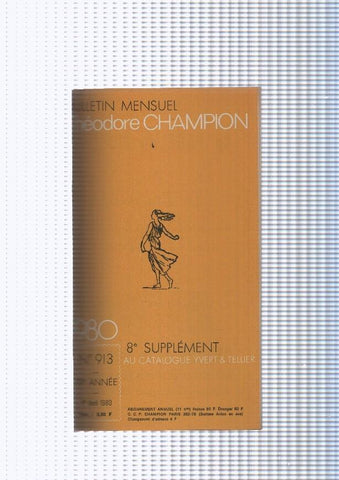 Bulletin Mensuel Theodore Champion numero 913 de 1980