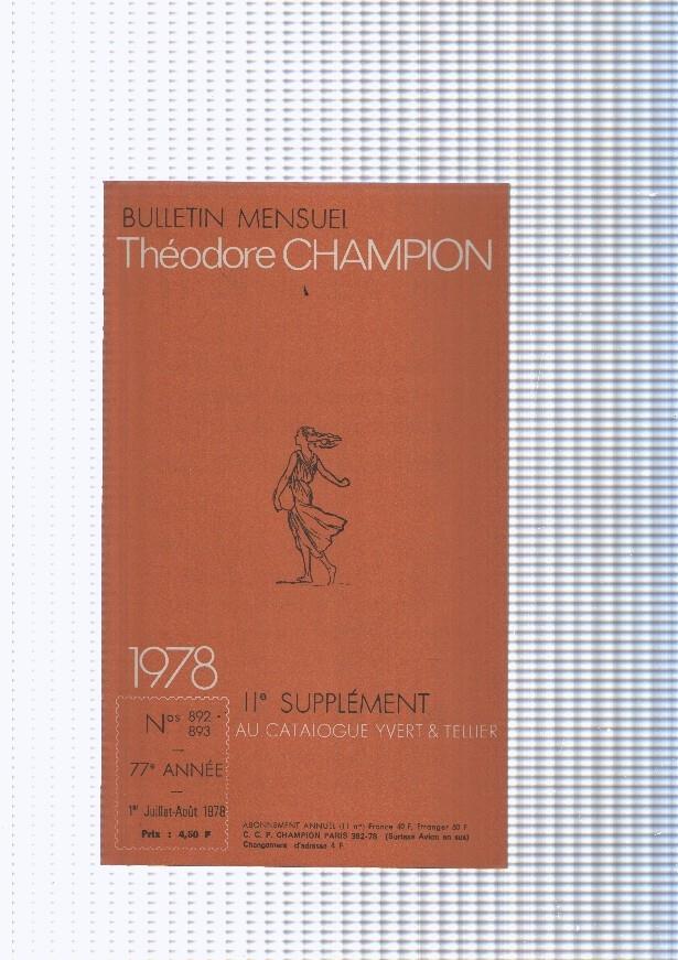 Bulletin Mensuel Theodore Champion numero 916-917 de 1980
