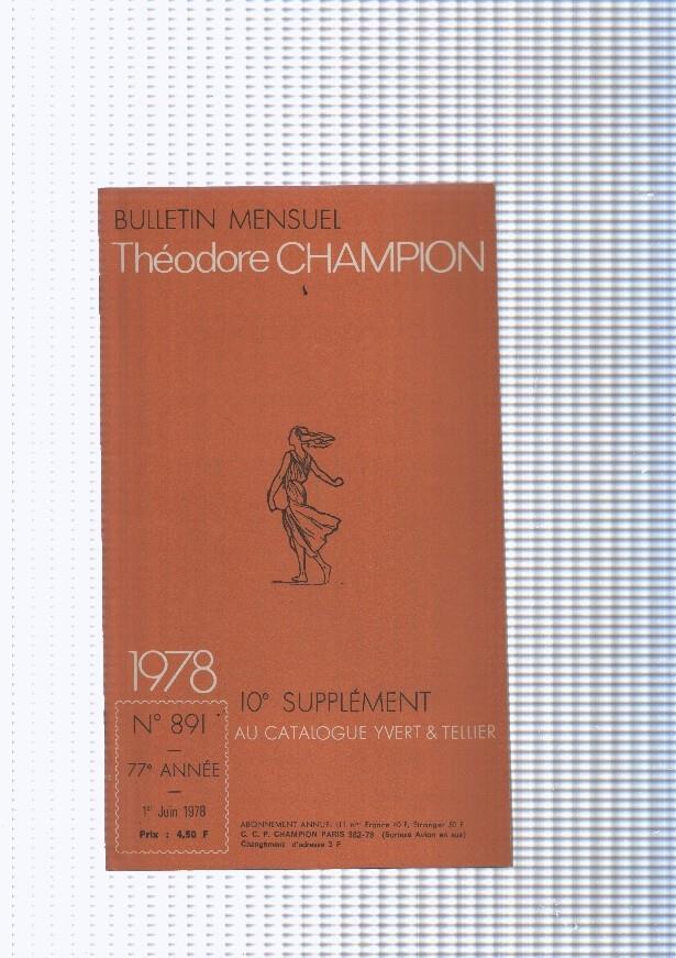 Bulletin Mensuel Theodore Champion numero 891 de 1978
