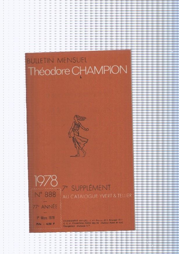 Bulletin Mensuel Theodore Champion numero 888 de 1978