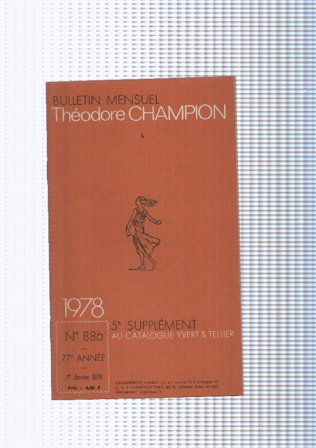 Bulletin Mensuel Theodore Champion numero 886 de 1978