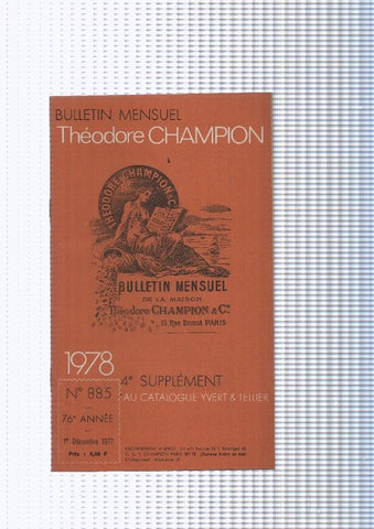 Bulletin Mensuel Theodore Champion numero 885 de 1978