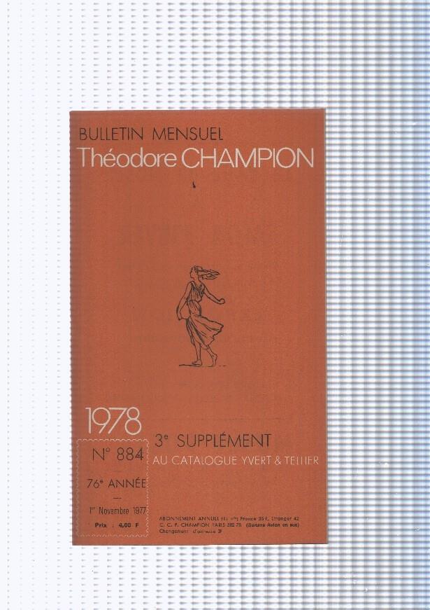 Bulletin Mensuel Theodore Champion numero 884 de 1978