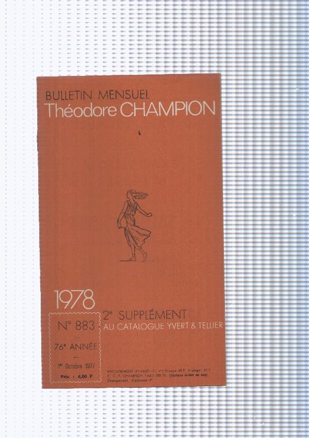 Bulletin Mensuel Theodore Champion numero 883 de 1978