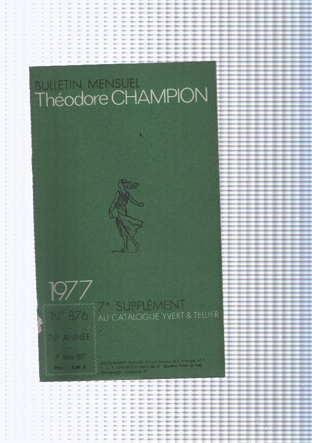 Bulletin Mensuel Theodore Champion numero 876 de 1977