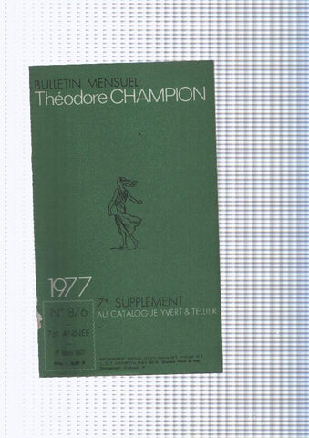 Bulletin Mensuel Theodore Champion numero 876 de 1977